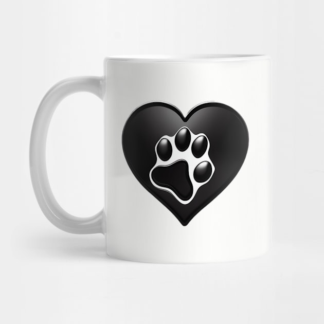 Cat, Dog paw on heart by ArgonArtist